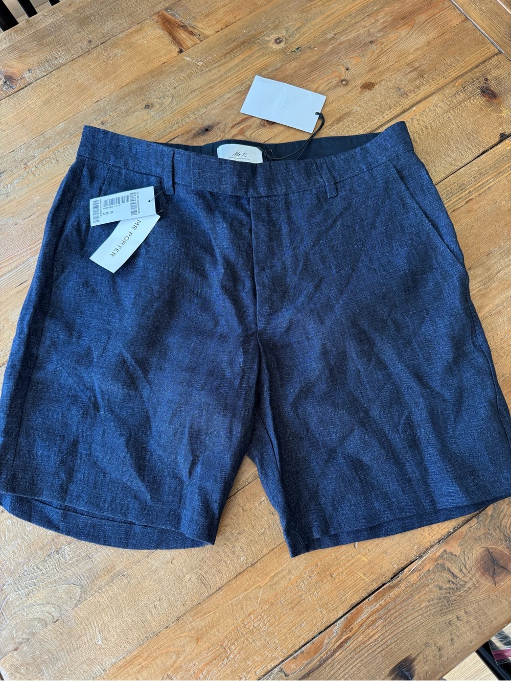 Mr. P Men's Navy Linen-Blend Shorts -Size 34